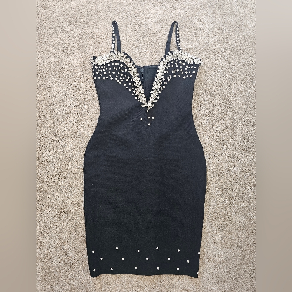 Black Dress with Silver Embellishments